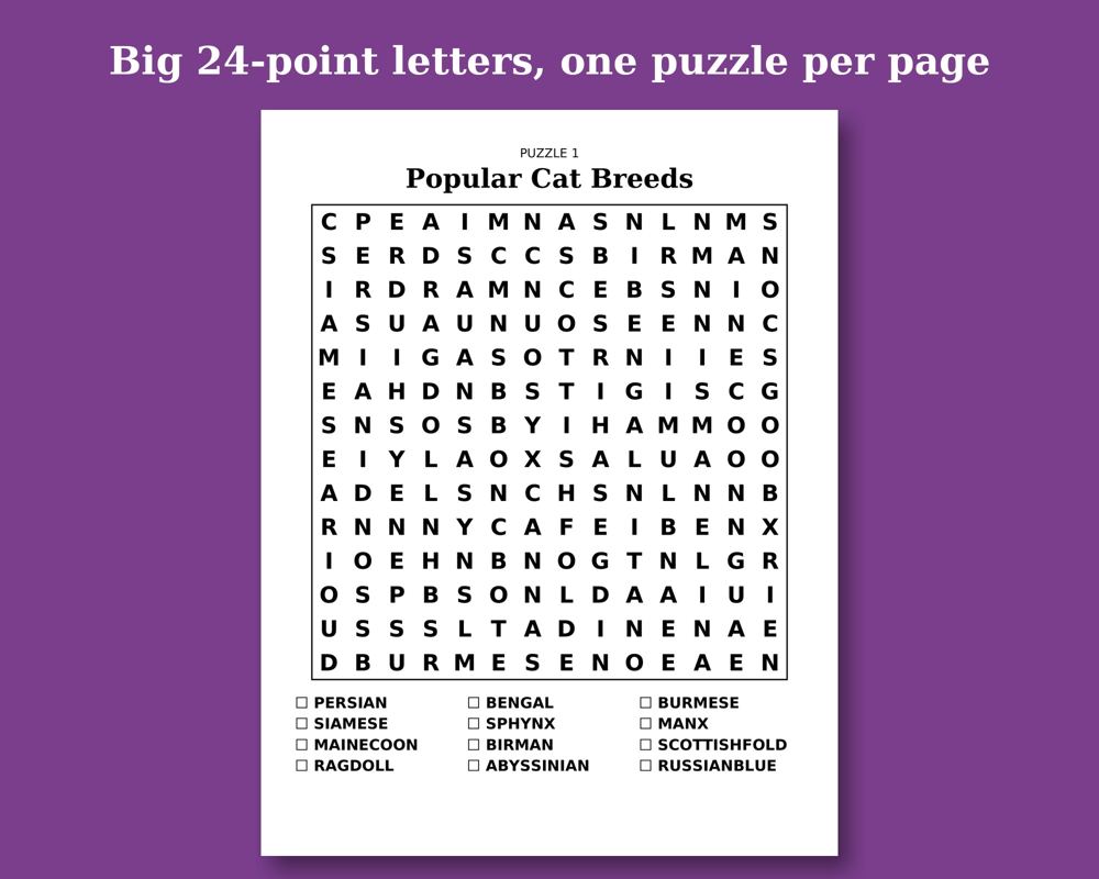 Cat Lovers Word Search, image 2