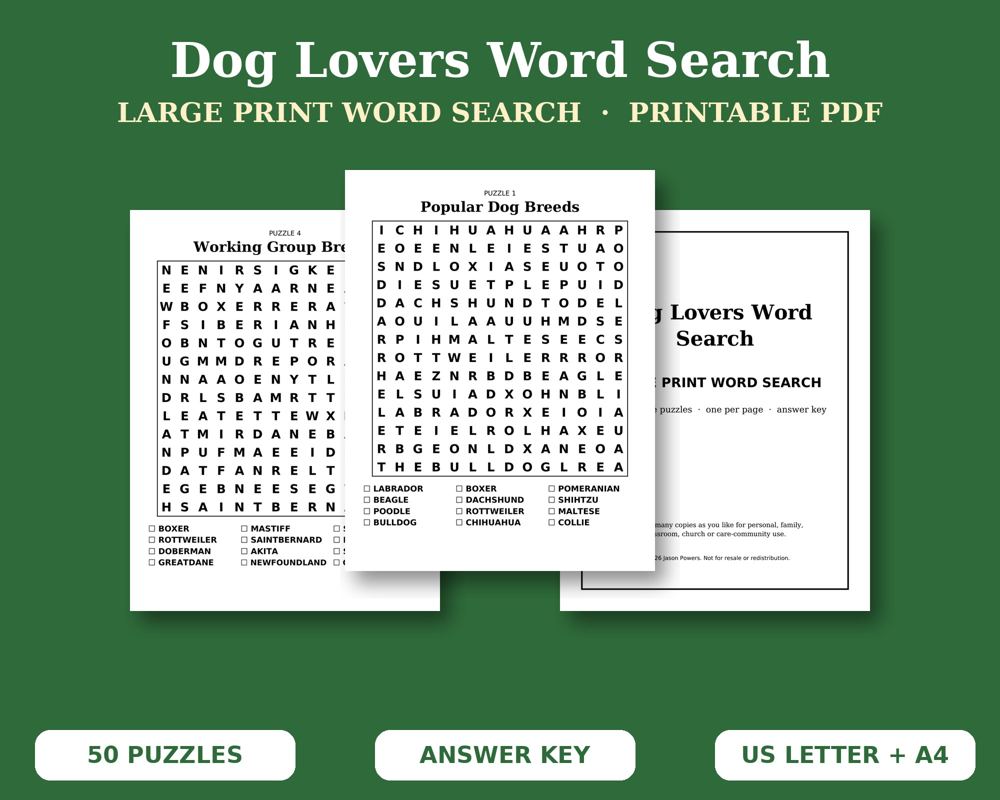 Dog Lovers Word Search, image 1