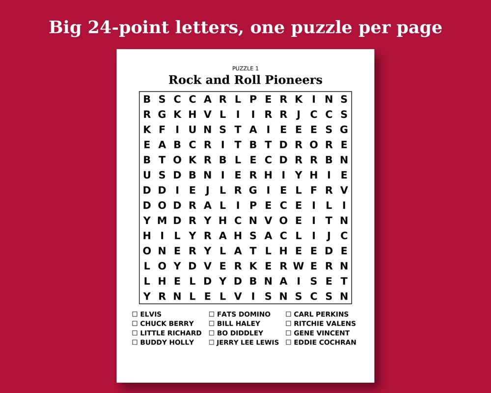 1950s Rock & Roll Word Search, image 2