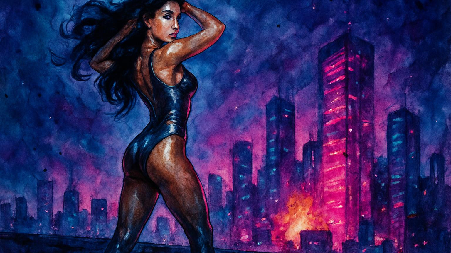 Illustration for: 80s action heroines who did it all, backwards and in heels