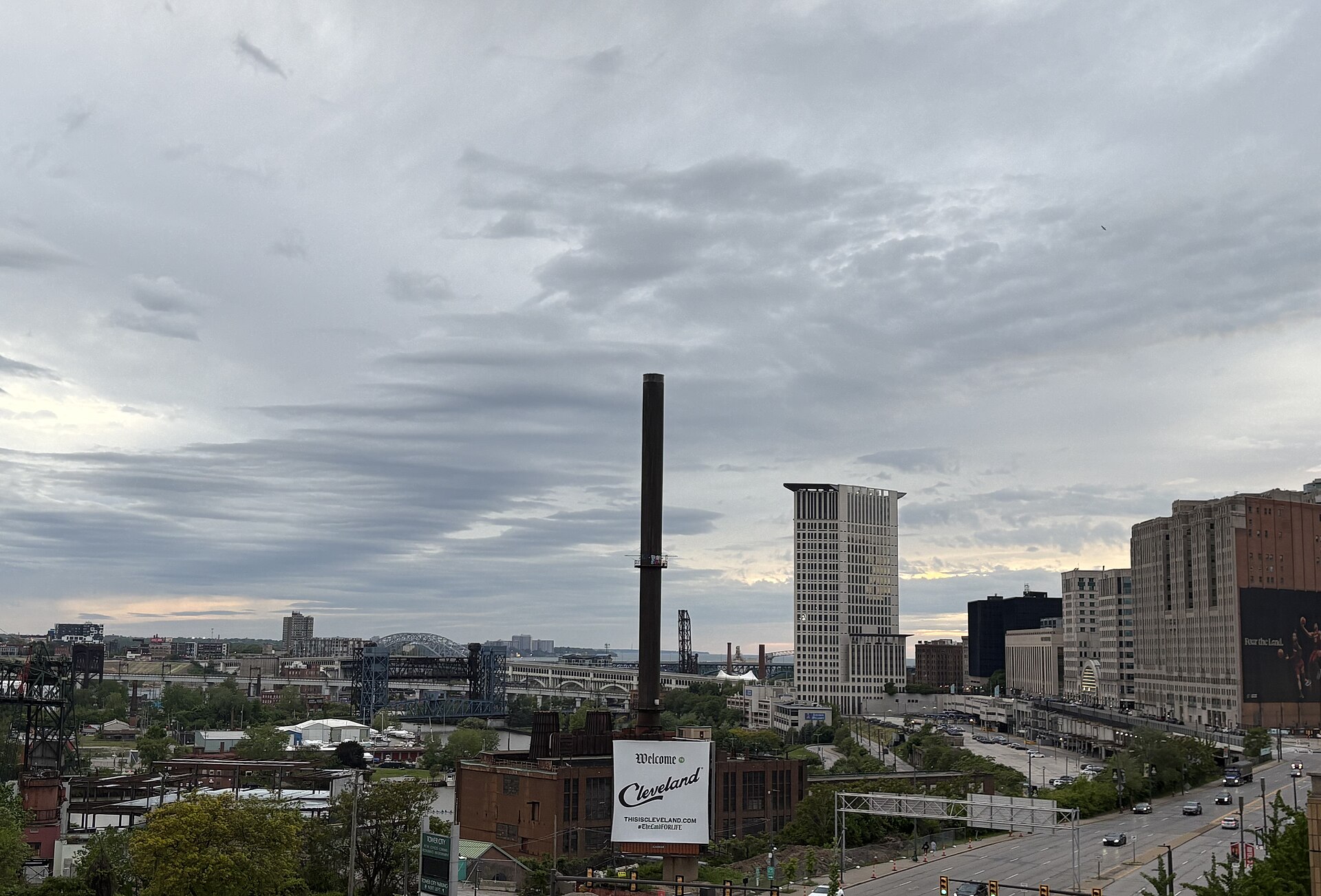 View of Downtown Cleveland and the Flats from Cleveland Guardians baseball stadium