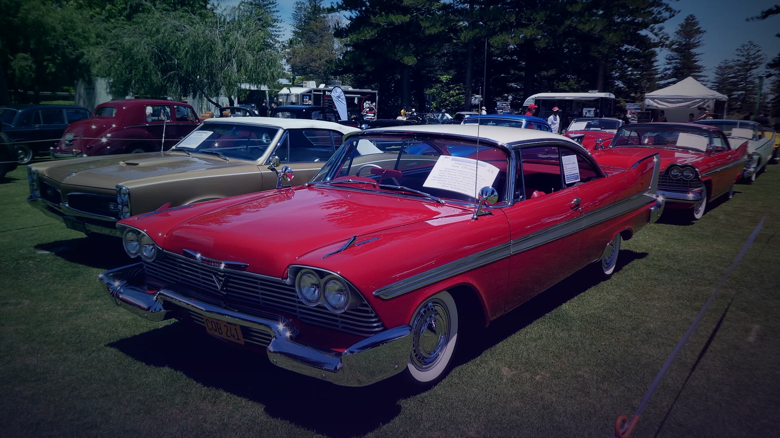 A red and white 1958 Plymouth Fury, the model Christine was based on