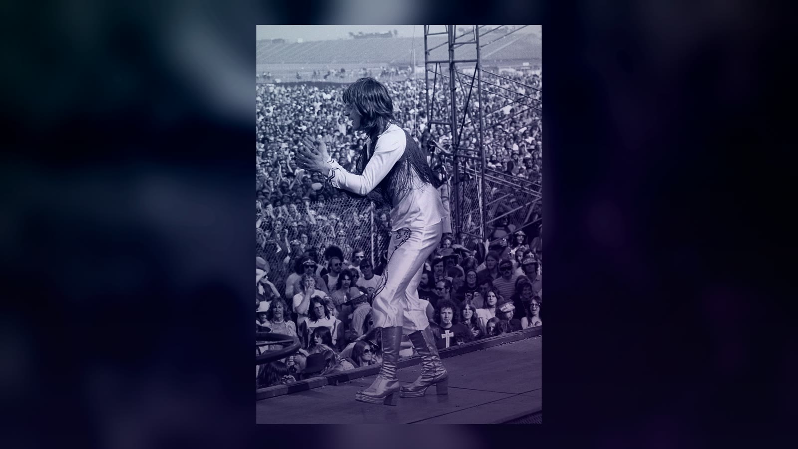 Ozzy Osbourne performing with Black Sabbath at the California Jam concert in 1974