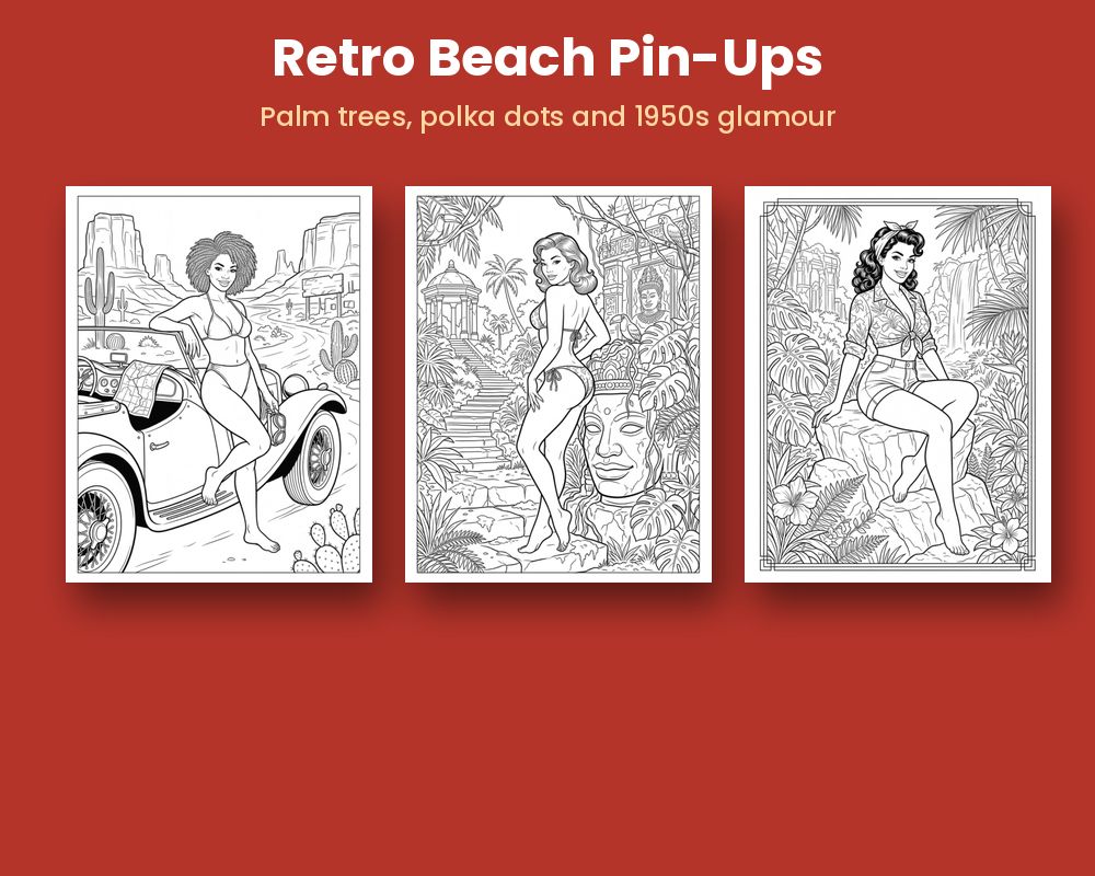 Sirens: Pin-Up & Bikini Coloring Book, image 2