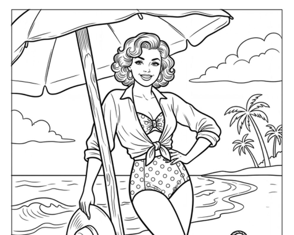 Sirens: Pin-Up & Bikini Coloring Book, image 3