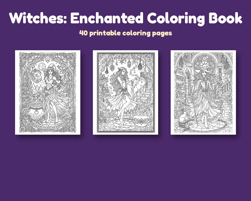 Witches: Enchanted Coloring Book for Adults, image 1