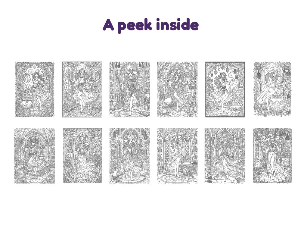 Witches: Enchanted Coloring Book for Adults, image 2